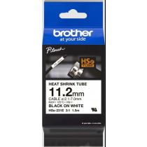 Brother Hse-231E 11.2mm Black on White Heat Shrink Tube Tape
