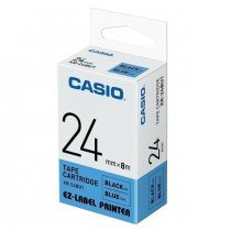 Casio XR-24BU1 Tape Cassette, 24mm X 8mm, Black On Blue