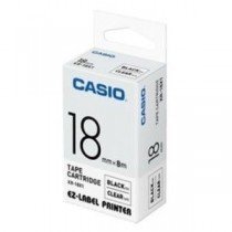 Casio XR-18X1 Tape Cassette, 18mm X 8mm, Black on Clear