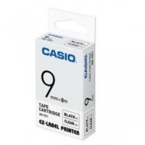 Casio XR-9X1 Tape Cassette, 9mm X 8mm, Black on Clear
