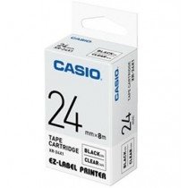 Casio XR-24X1 Tape Cassette, 24mm X 8mm, Black On Clear