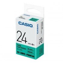 Casio XR-24GN1 Tape Cassette, 24mm X 8mm, Black On Green