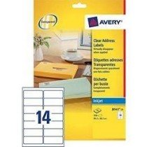 Avery J-8563-25 Clear Address Labels With Quick Peel, Inkjet, Permanent, 99.1 X 38.1m 14Labels/Sheet, 25Sheets/Pack