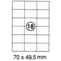 xel-lent 18 labels/sheet, straight corners, 70 x 49.5 mm, 100sheets/pack