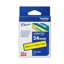 Brother Tze-651 Black on Yellow 24mm Laminated Tape