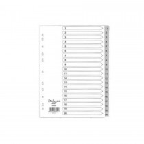 Deluxe Divider Plastic PVC Grey A4 with numbers 1-20