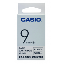 Casio XR-9WE1 Tape Cassette, 9mm X 8m, Black on White