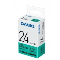 Casio XR-24GN1 Tape Cassette, 24mm X 8mm, Black On Green