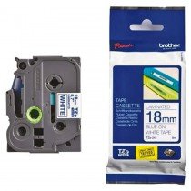 Brother Tze-243 Blue on White 18mm Laminated Tape