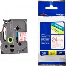 Brother Tze-252 Red on White 24mm Laminated Tape