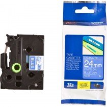 Brother Tze-555 White on Blue 24mm Laminated Tape 