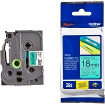 Brother Tze-741 Black on Green 18mm Laminated Tape