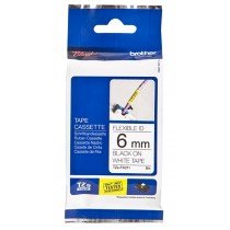 Brother Tze FX211 6mm Flexible Black on White Tape