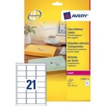 Avery Clear Addressing Label, 63.5 x 38.1mm 25Sheets/Pack - 7560