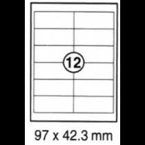 xel-lent 12 labels/sheet, straight corners, 97 x 42.3 mm, 100sheets/pack