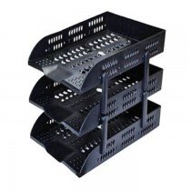 DELI 3 Tier Plastic Document Tray Black