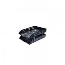 DELI 2 Tier Plastic Document Tray Black