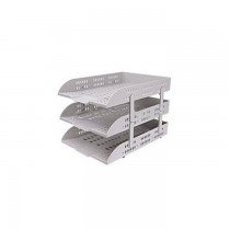 DELI 3 Tier Plastic Document Tray Grey
