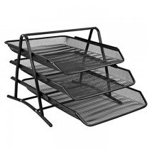 FIS NNOTPT 1113 Metal Mesh 3 Tier File Tray  Black