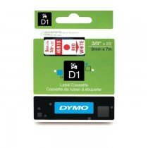 Dymo 40915, D1 Tape,9mm x 7m, Red on White