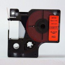 Dymo 43617 D1 Tape, 6MM X 7M, Black On Red