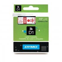 Dymo 45012, D1 Tape,12mm x 7m, Red on Transparent