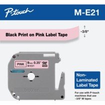 Brother ME21 9mm Label Black on Pink