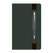 Executive Italian PU Notebook with Pen & Elastic Band Ruled 13x21cm Black