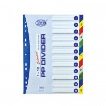 FIS Divider Plastic Colored A4 with numbers 1-12