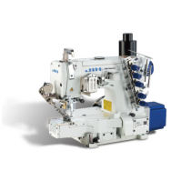 JIN F1C-H356SM 3-Needle Cylinder Bed Flatlock, Direct Drive Motor, Hemming Type with Electromagnetic Thread Trimmer, G Motor Type, Blower Fan, Suction, Complete Set