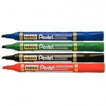 Pentel N860 Chisel Tip Permanent Marker  Assorted (Pack of 4)