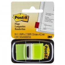 3M Postit Flags Neon Green 68022 25mmx43mm 50flagsdispense
