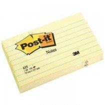 3M PostIt Notes Lined Canary Yellow 635 3inx5in