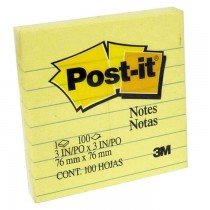 3M PostIt Notes Lined Canary Yellow 630SS 3inx3in
