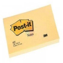 3M PostIt Notes Canary Yellow 655 3inx5in
