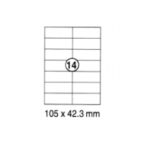 xel-lent 14 labels/sheet, straight corners, 105 x 42.3 mm, 100sheets/pack