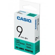 Casio XR-9GN1 Tape Cassette, 9mm X 8mm, Black on Green