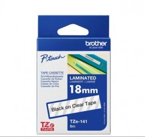 Brother Tze-141 Black on Clear 18mm Laminated Tape
