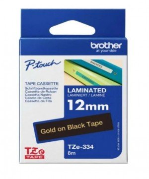 Brother Tze-334 Black on Gold 12mm Laminated Tape