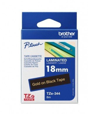 Brother Tze-344 Gold on Black 18mm Laminated Tape