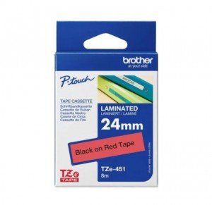 Brother Tze-451 Black on Red 24mm Laminated Tape