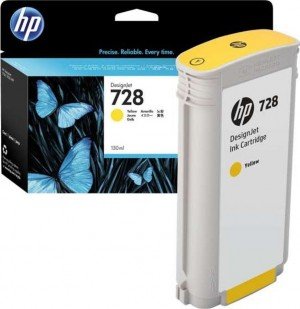 HP 728 Yellow DesignJet Ink Cartridge, 130ml