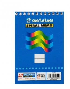Sinarline Spiral Pad, Top Spiral, A7, 60gsm, 50 Sheets, Line Ruled