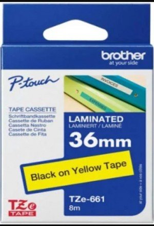 Brother Tze-661 Black on Yellow 36mm Laminated Tape