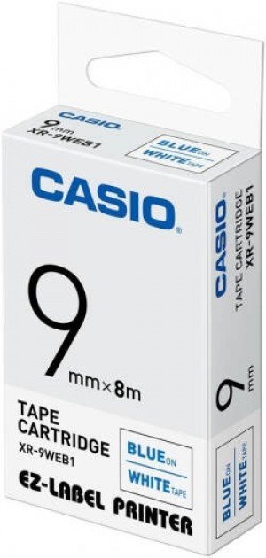  Casio XR-9WEB1 Tape Cassette, 9mm X 8m, Blue on White