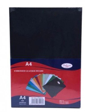 Deluxe A4 Embossed Leather Board Binding Cover, 100/pack, Black