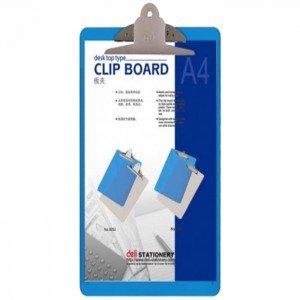 Deli No 9252 Plastic Clip Board A4 with Jumbo Clip  Translucent Blue