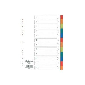 Deluxe Divider Plastic Colored A4 12 Tabs 