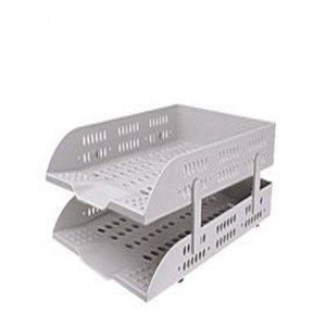 DELI 2 Tier Plastic Document Tray Grey