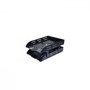 DELI 2 Tier Plastic Document Tray Black